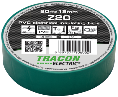 Tracon szigetelőszalag PVC 20m x 18mm zöld