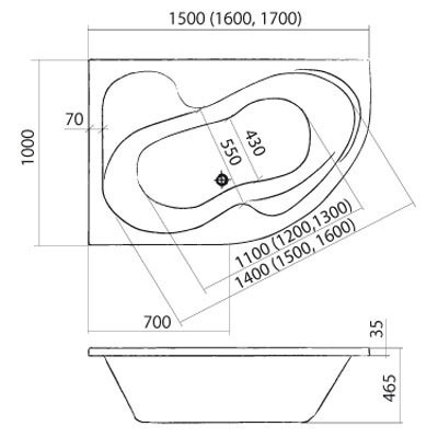 Roltechnik Tullip kád 160x100 balos