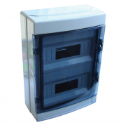 Tracon Falon kívüli elosztódoboz, átlátszó ajtóval, N/PE sínnel 2×12 mod IP65