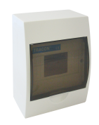 Tracon Falon kívüli elosztódoboz, füstszínű ajtóval, N/PE sínnel 1×6 modul, IP40