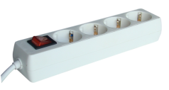 Tracon Hordozható elosztósáv kapcsolóval, normál, fehér 3680W, 3x1,5mm2