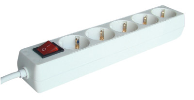 Tracon Hordozható elosztósáv kapcsolóval, normál, fehér 3m, max.16A, 250VAC, 3680W, 3x1,5mm2