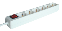Tracon Hordozható elosztósáv kapcsolóval, normál, fehér 3m, max.16A, 250VAC, 3680W, 3x1,5mm2