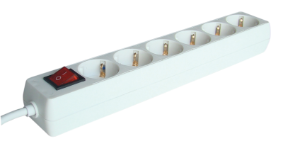 Tracon Hordozható elosztósáv kapcsolóval, normál, fehér 5m, max.16A, 230V, 3680W, 3x1,5mm2