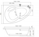 Roltechnik Harmonia aszimmetrikus kád 160x95cm , jobbos