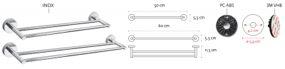 Roltechnik Uno dupla törölközőtartó 50cm