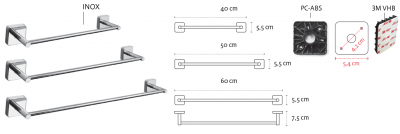 Roltechnik Quattro törölközőtartó 50cm