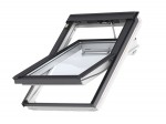 VELUX Elektr. GGU tetőtéri ablak műanyag bev., 3-rétegű üveg 55x98 cm