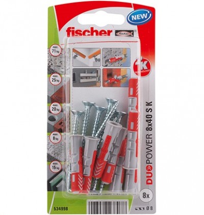 Fischer Duopower 8db 8x40 dübel csavarral