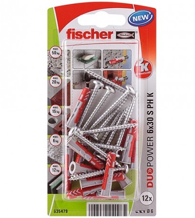 Fischer Duopower 12db 6X30 dübel, lencsefejű csavar