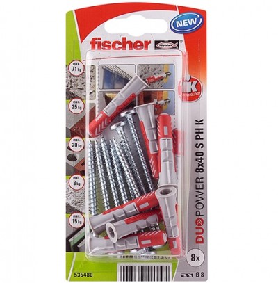 Fischer Duopower 8db 8x40 dübel, lencsefejű csavar