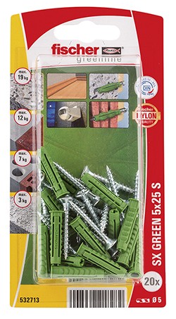 Fischer Green 20DB SX 5X25 dübel+csavar