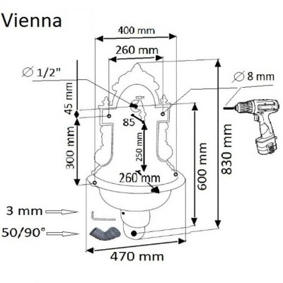 Vienna kerti kút 23/12 antikolt bronz