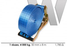Rakományrögzítő  szabványfeszítővel, egyrészes, 8mx50mm 4000kg-ig,kék