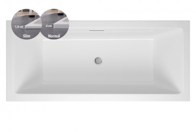 M-Acryl Sabina Pro Slim kád 180x80 + láb vízszintes túlfolyóval