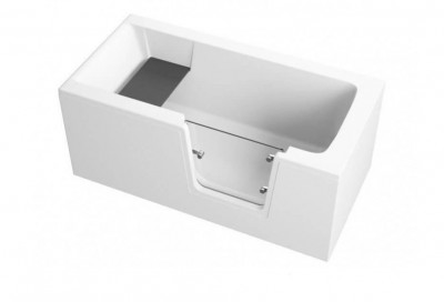 M-Acryl Héra akadálymentesített besétálós akril kád 180x80 balos + előlap (üveg) + láb