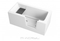 M-Acryl Héra akadálymentesített besétálós akril kád 180x80 jobbos + előlap (üveg) láb