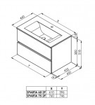 Tboss Sparta 60 alsó szekrény (antracit) + mosdótál
