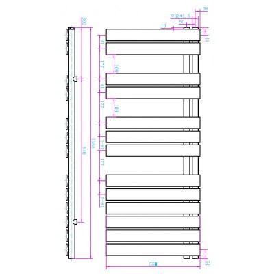 AREZZO design HORIZONT BLACK 1355x550 törölközőszárítós radiátor AR-HB13555