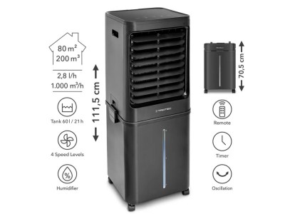 TROTEC PAE 80 Aircooler, léghűtő, légnedvesítő - max légszállítás 1000m3/h, 125W, 60l