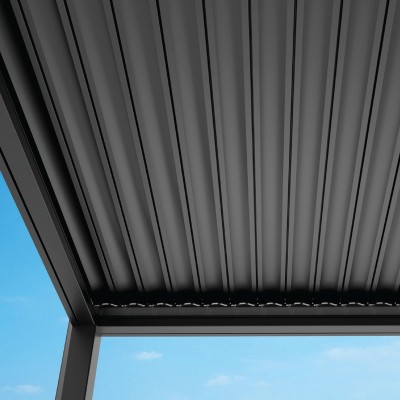 MotionFlex 300 bioklímatikus pergola, villanymotoros vezérléssel, fehér színű LED világítással